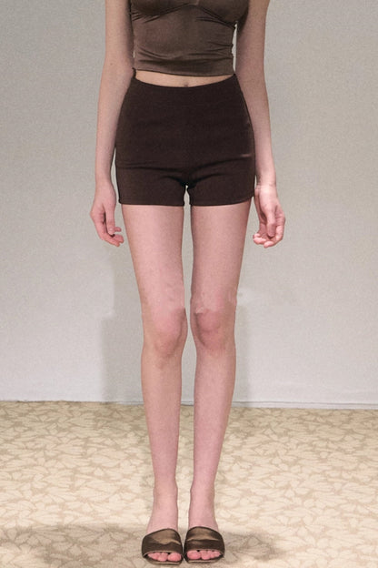 Classic Texture Slim High-Waisted Shorts