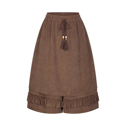Shirred Culottes Loose Retro Skirt