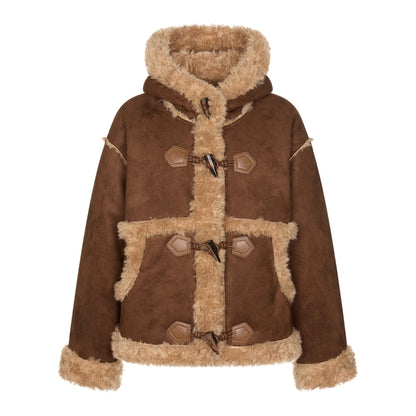 Vintage Horn Suede Hooded Jacket