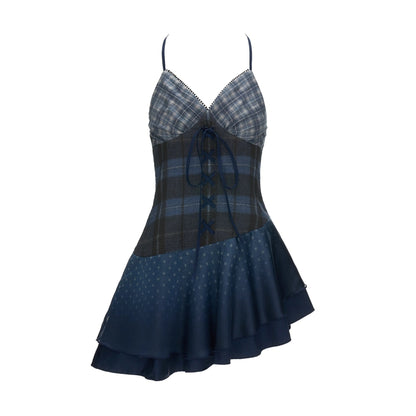 Blue Plaid Slip Dress