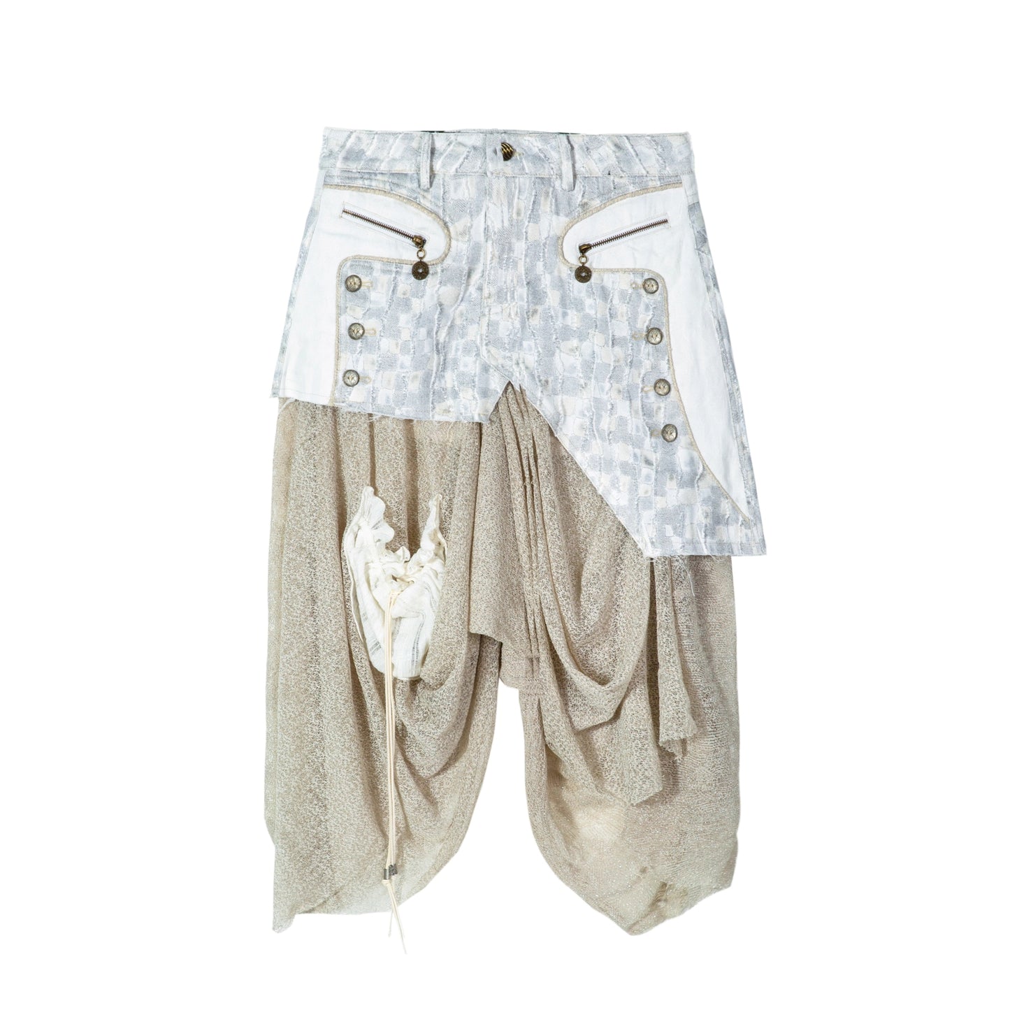 Vintage Patchwork Mesh Maxi Skirt