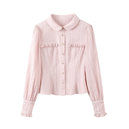 Vintage Doll Collar Shirt With Tie