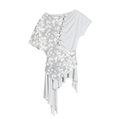 Patchwork Asymmetrical Off-Shoulder Top
