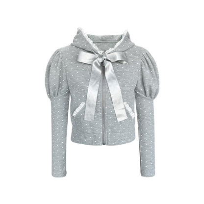 Hooded Polka Dot Tracksuit Skirt Set-Up