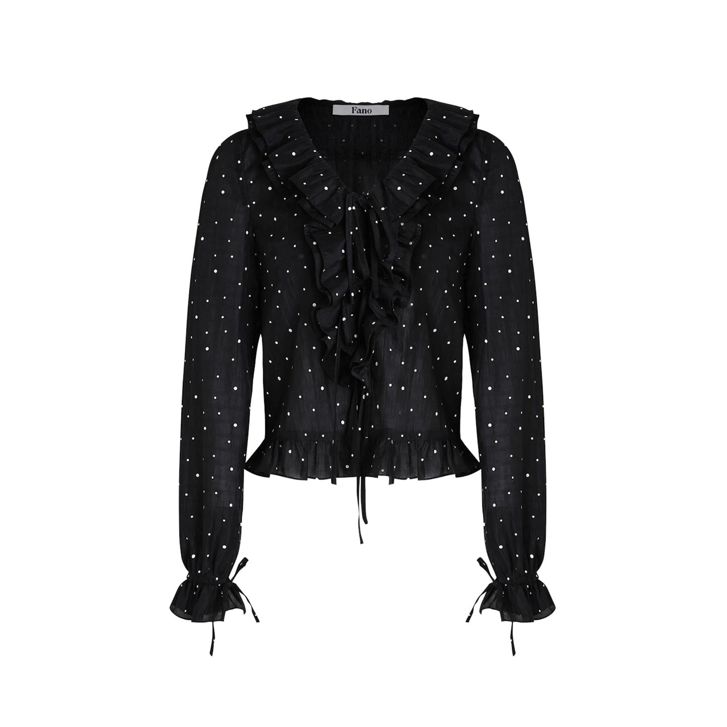 Romantic Ruffled Polka Dot V-Neck Blouse