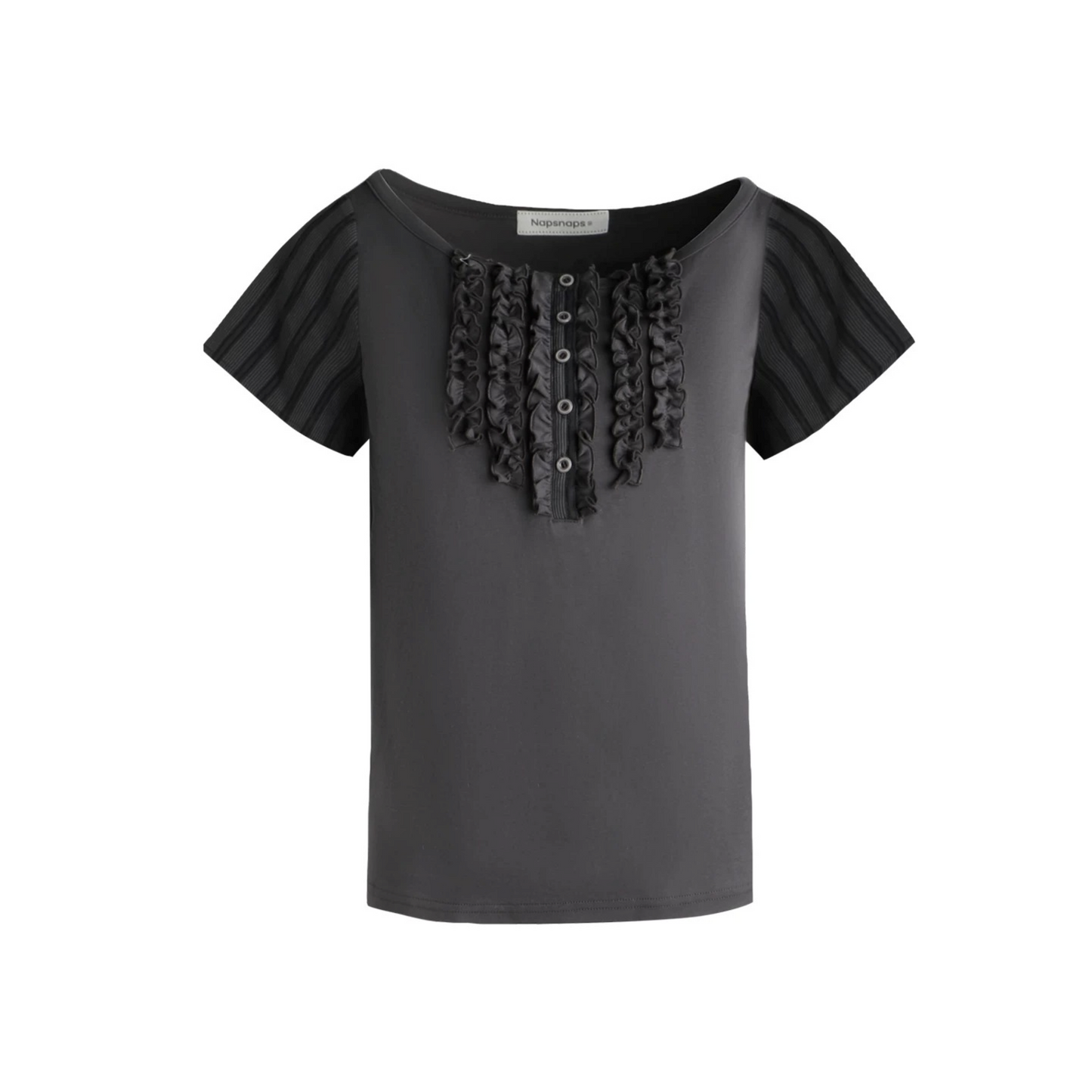 Camicetta in maglia a inserti con volant