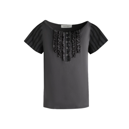 Camicetta in maglia a inserti con volant
