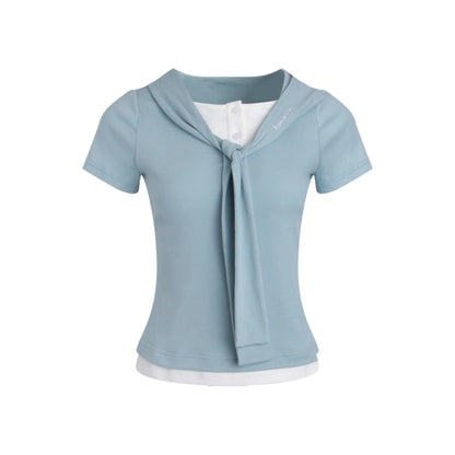 Original Detachable Navy Neck Slim Top