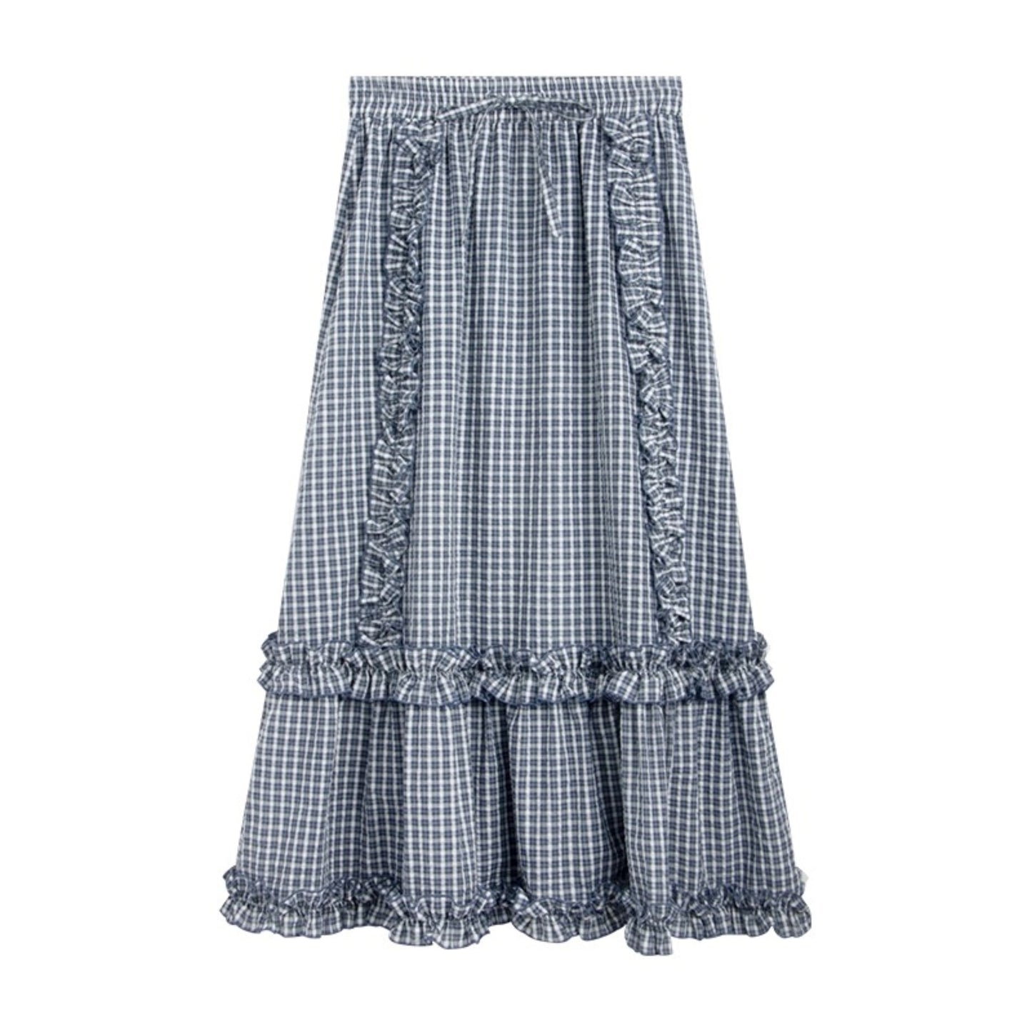 Original Slim Short Sleeve  Plaid Panelled Skirt Set-Up
