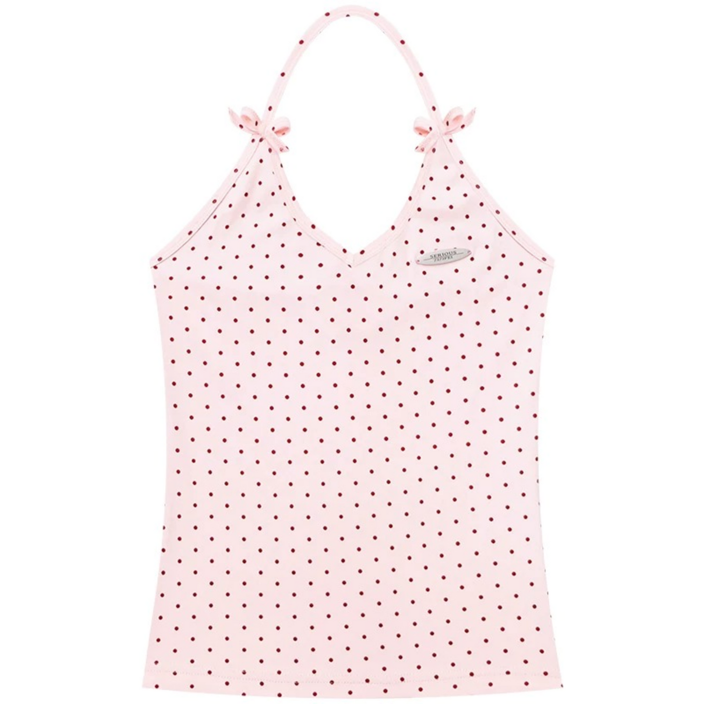 Rosa gepunktetes Neckholder-Tanktop