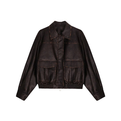 Lapel Leather Jacket