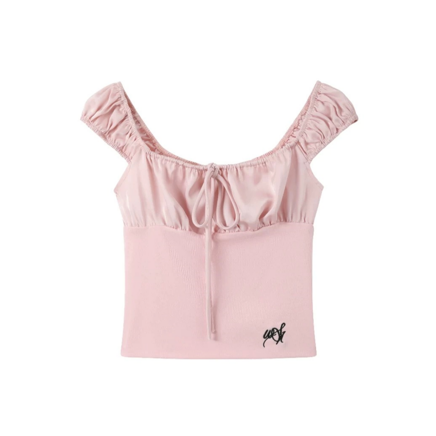 Pink Knitted Lace-Up Top Skirt Set-Up