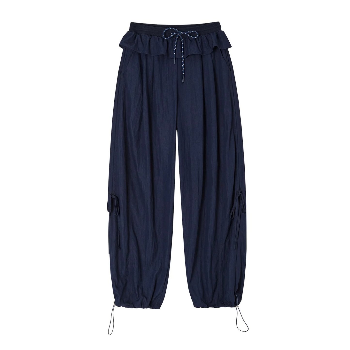 Ruffle Waist Wide Leg Trousers