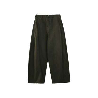 Olive Wide Leg Cotton Pants