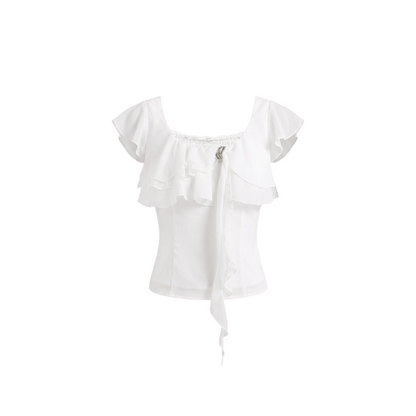 Lace Patchwork Ruffle Top