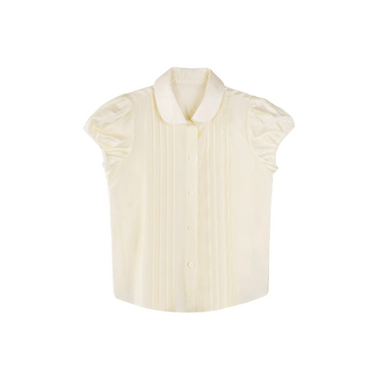 White Tencel Doll Collar Blouse