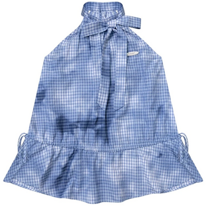 Blue Plaid Bow Halter Top