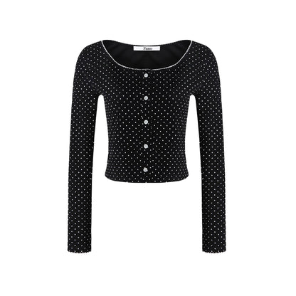 French Romantic Polka Dot Knitted Blouse