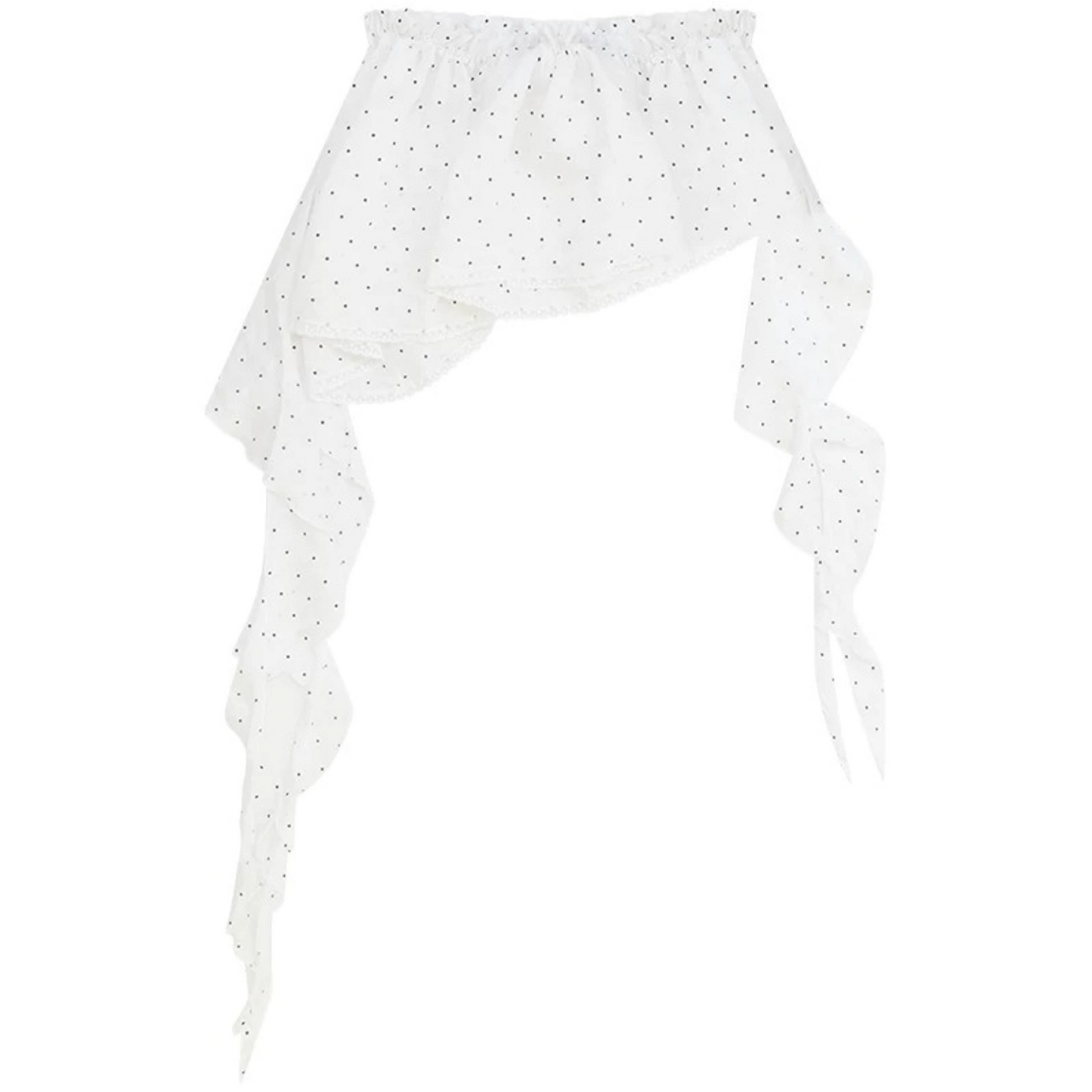 White Polka Dot Irregular Layered-Look Skirt