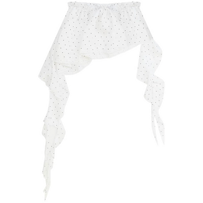 White Polka Dot Irregular Layered-Look Skirt
