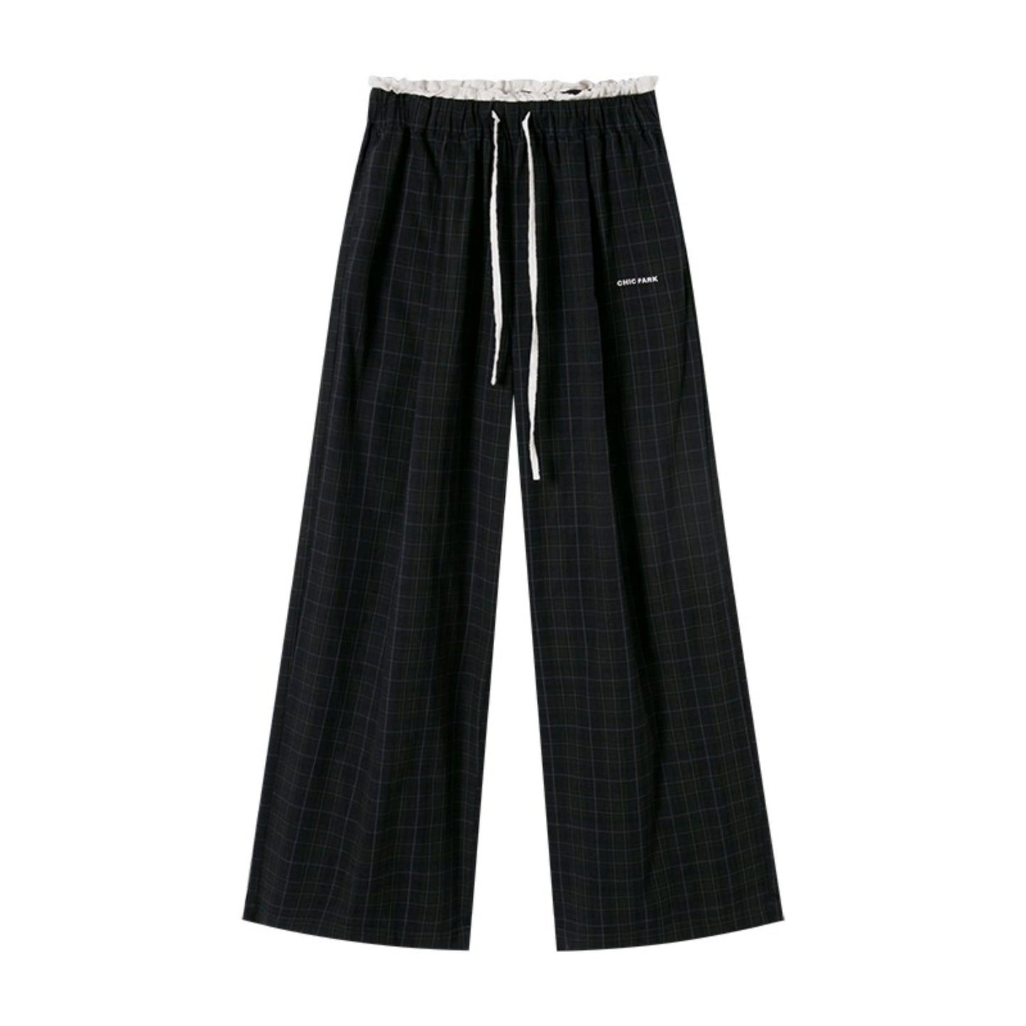 Retro Check Drawstring Pants