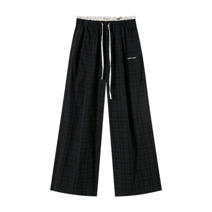 Retro Check Drawstring Pants