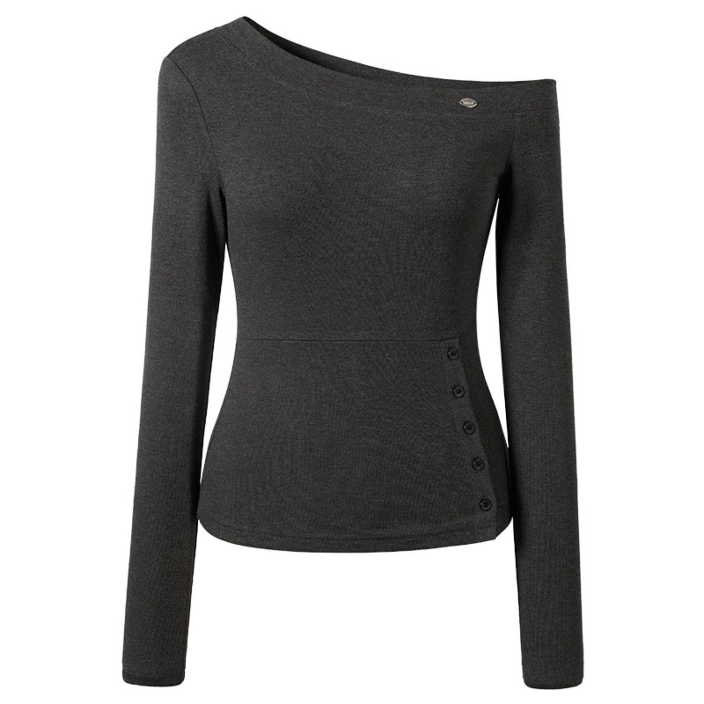 Slanted Shoulder Long Sleeve T-Shirt