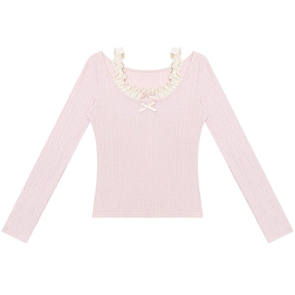 Fake Two Bow Halterneck Top