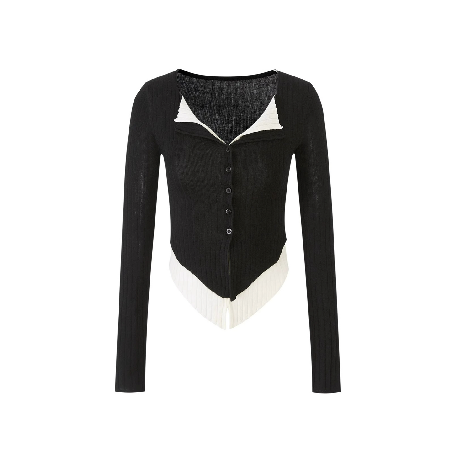 V-Neck Color-Blocked Knit Sweater