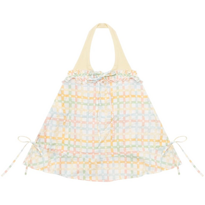 Blusa all'americana a quadri pastello