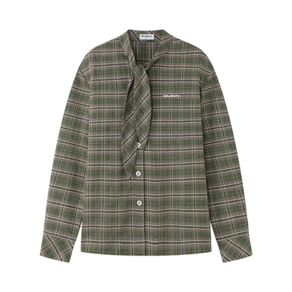 Vintage Diagonal Placket Strap French Shirt