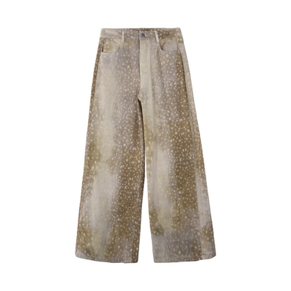 Deer Print Wide Leg Pants