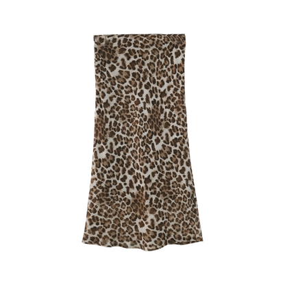 Leopard Chiffon Midi Skirt