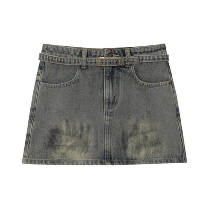 Distressed Denim Skirt