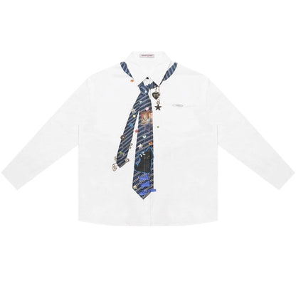 Retro Design Tie Print Shirt