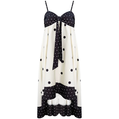 Black White Polka Dot Bow Suspender Dress