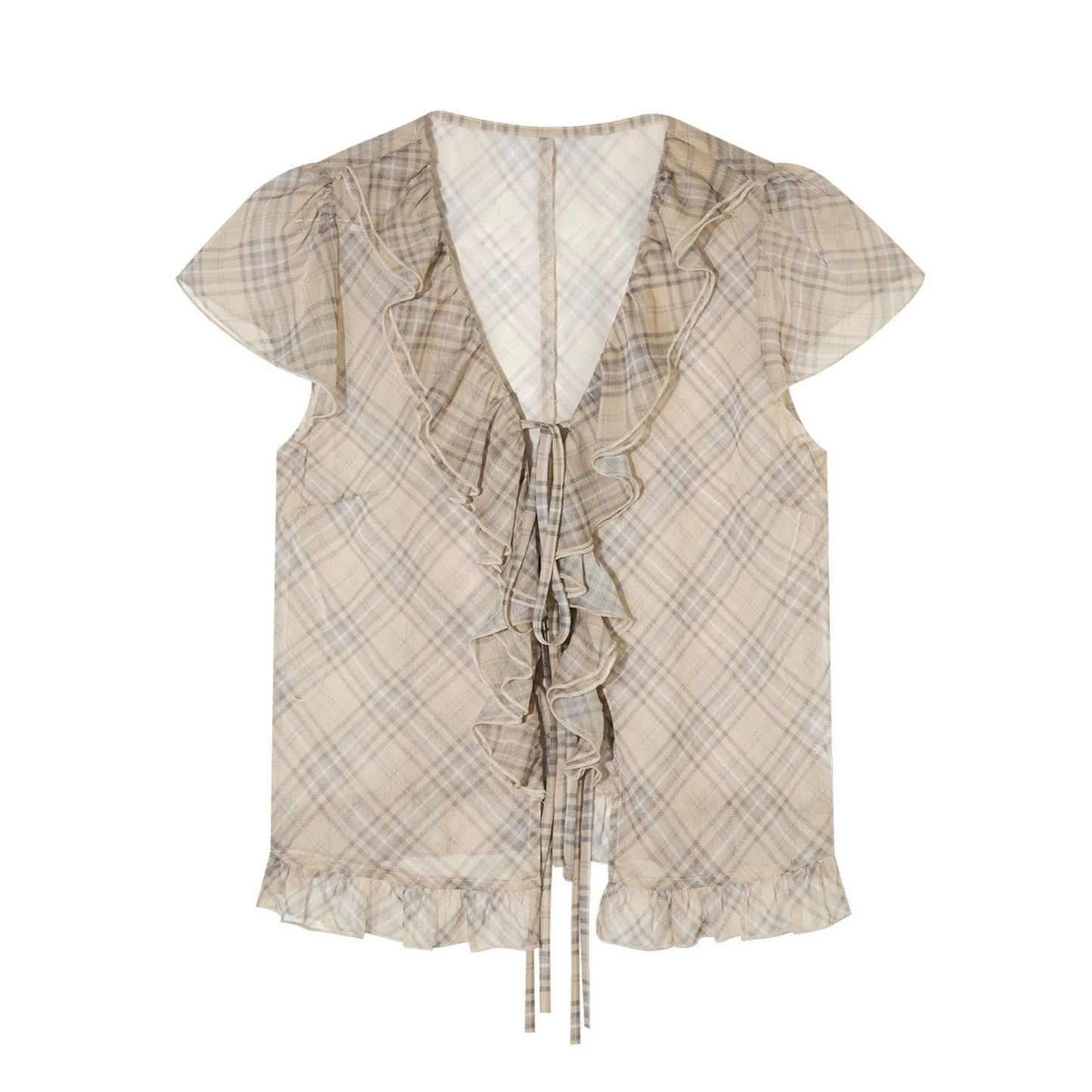 Completo a Due Pezzi Retro a Quadri in Chiffon