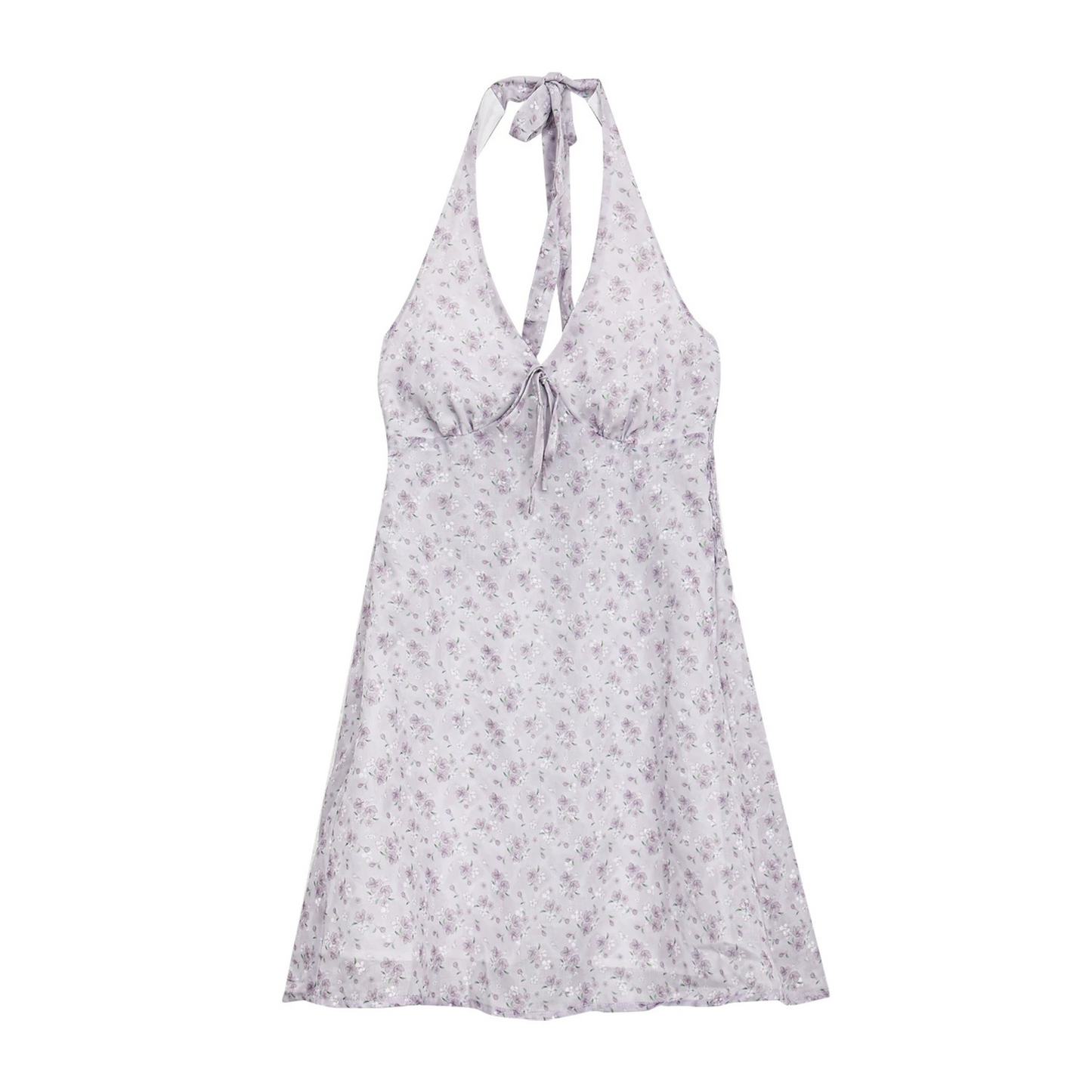 Purple Floral Halter Dress