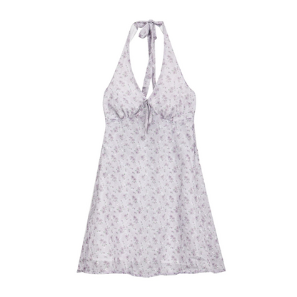 Purple Floral Halter Dress