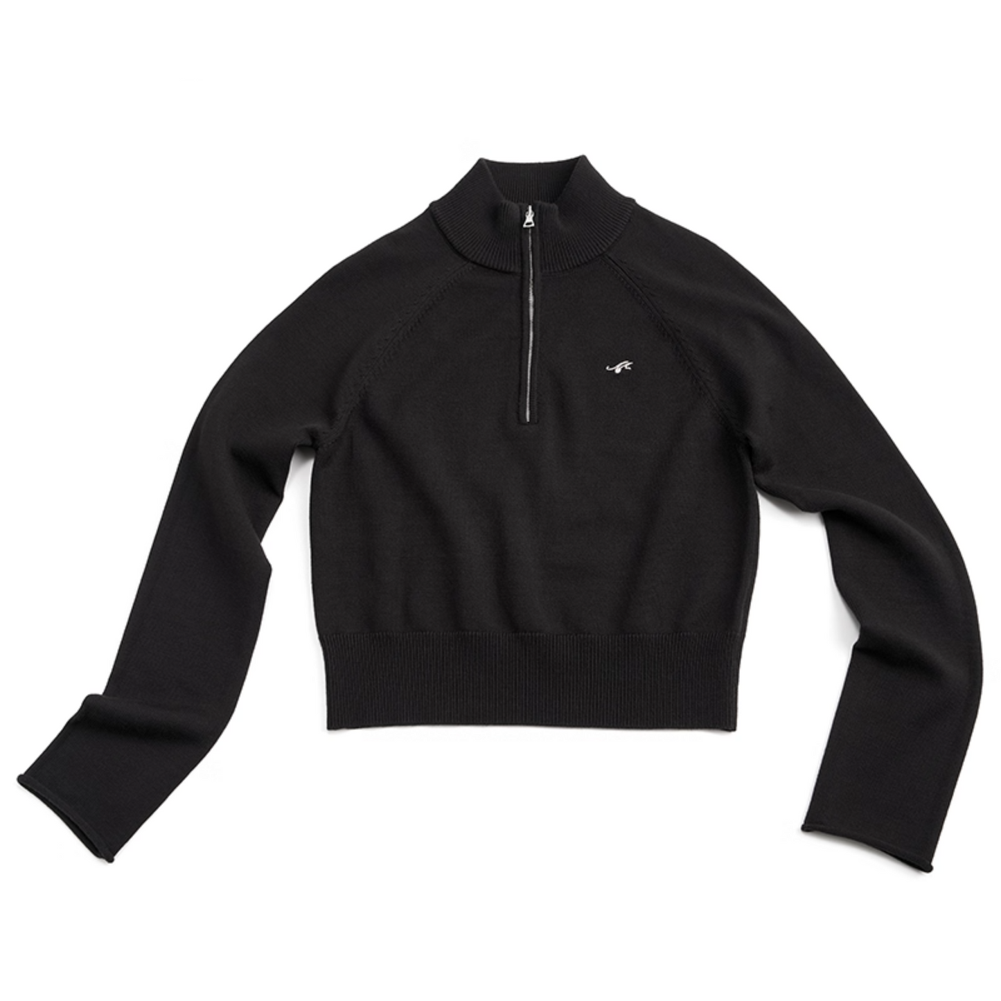 Cherry Embroidery Half-Zip Top Set