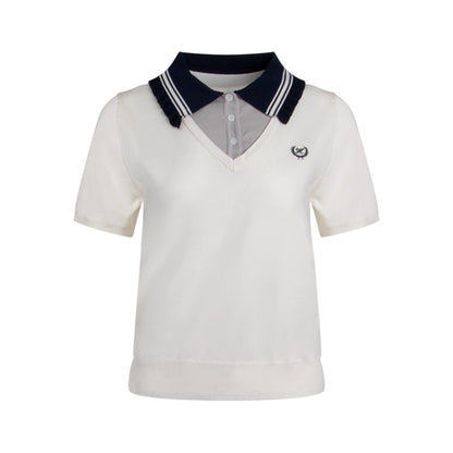 Preppy V-Neck Knit Top