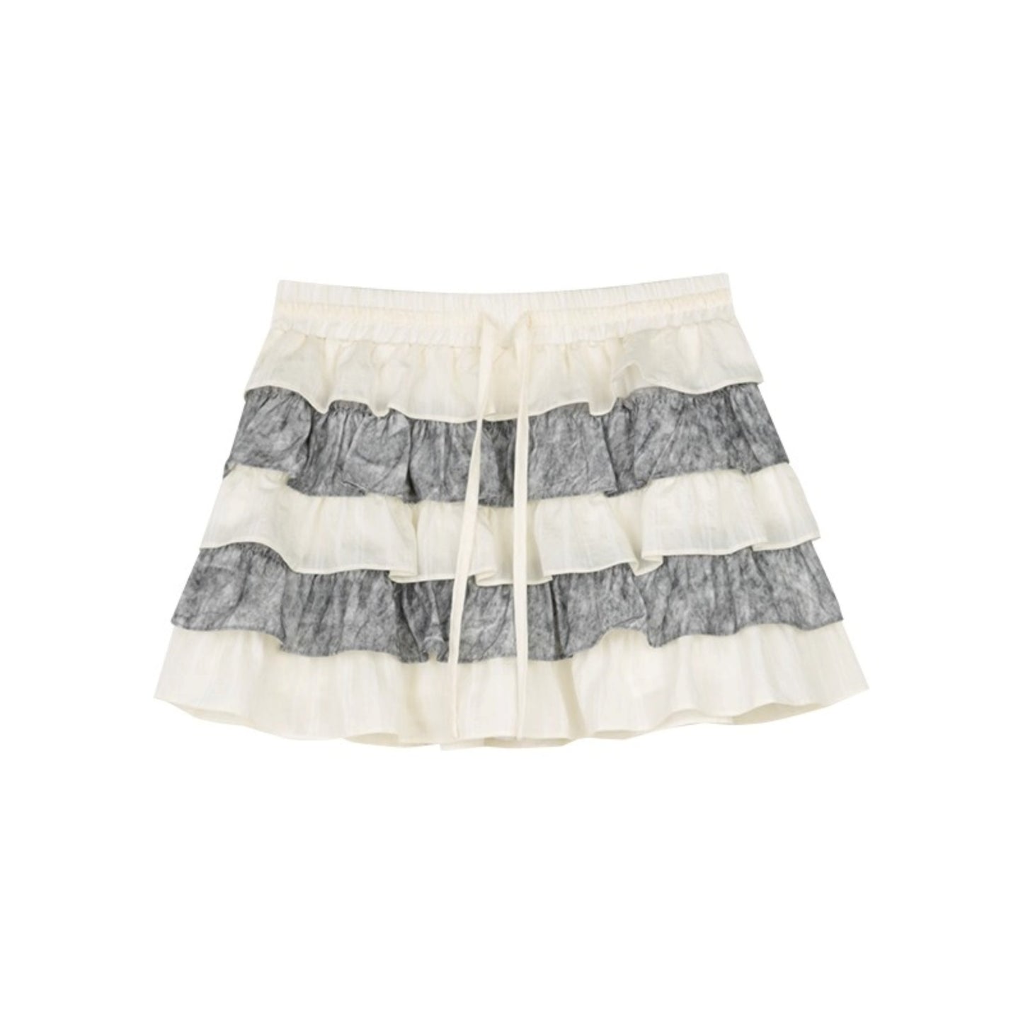 Beige-Gray High-Waisted A-Line Skirt