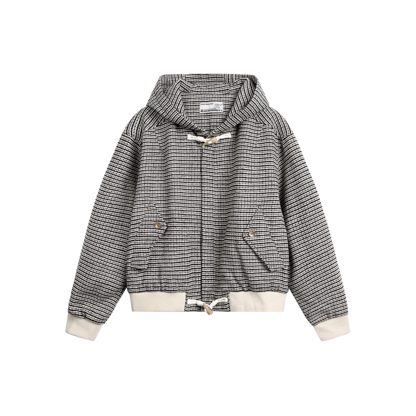 Autumn Vintage Plaid Knit Hooded Jacket