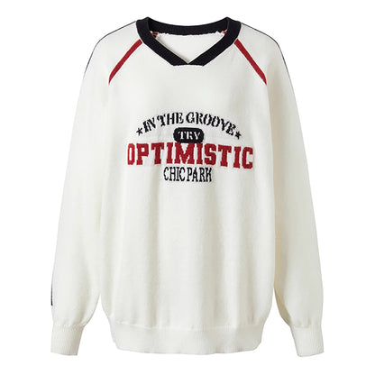 Contrasting V-Neck Sweater