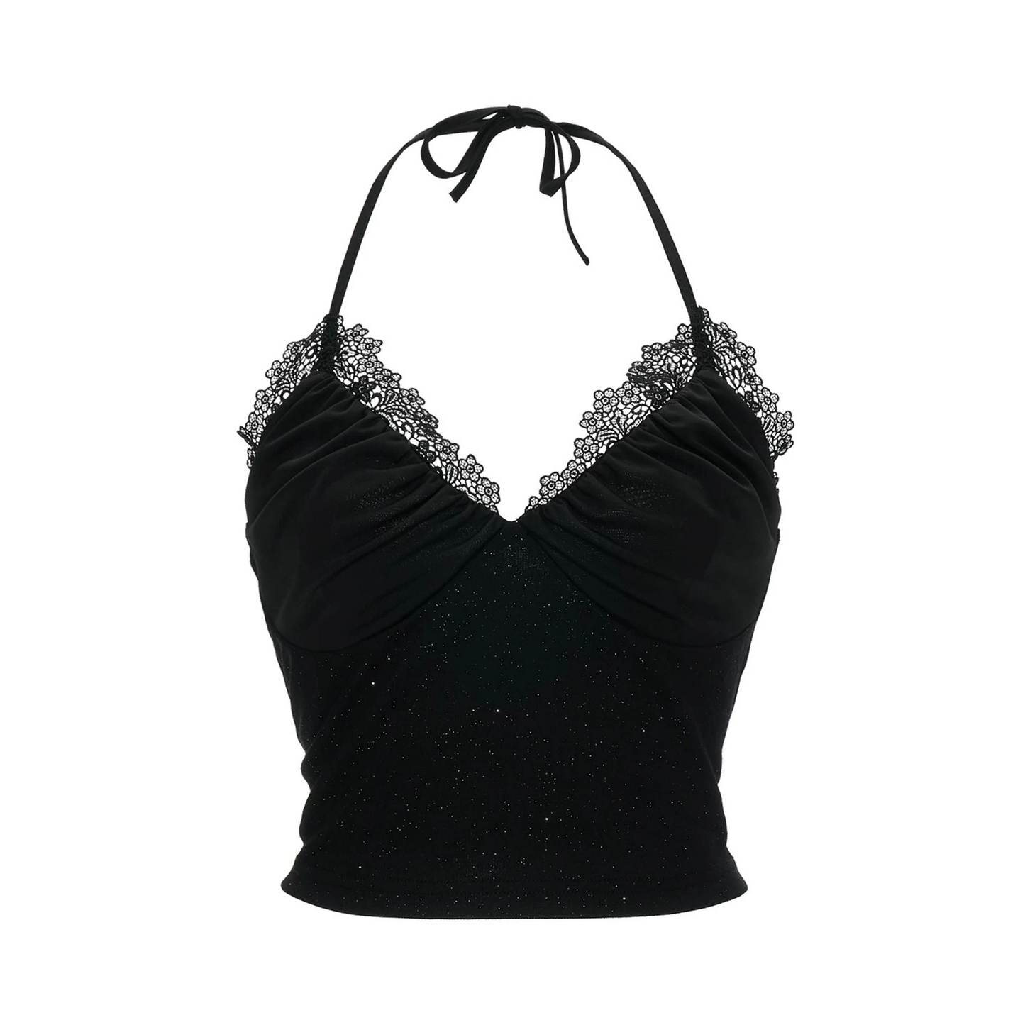 Black Floral Halter Tie Camisole Top Set-Up