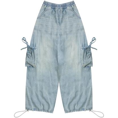 Jeanshose mit elastischem Bund und weitem Bein
