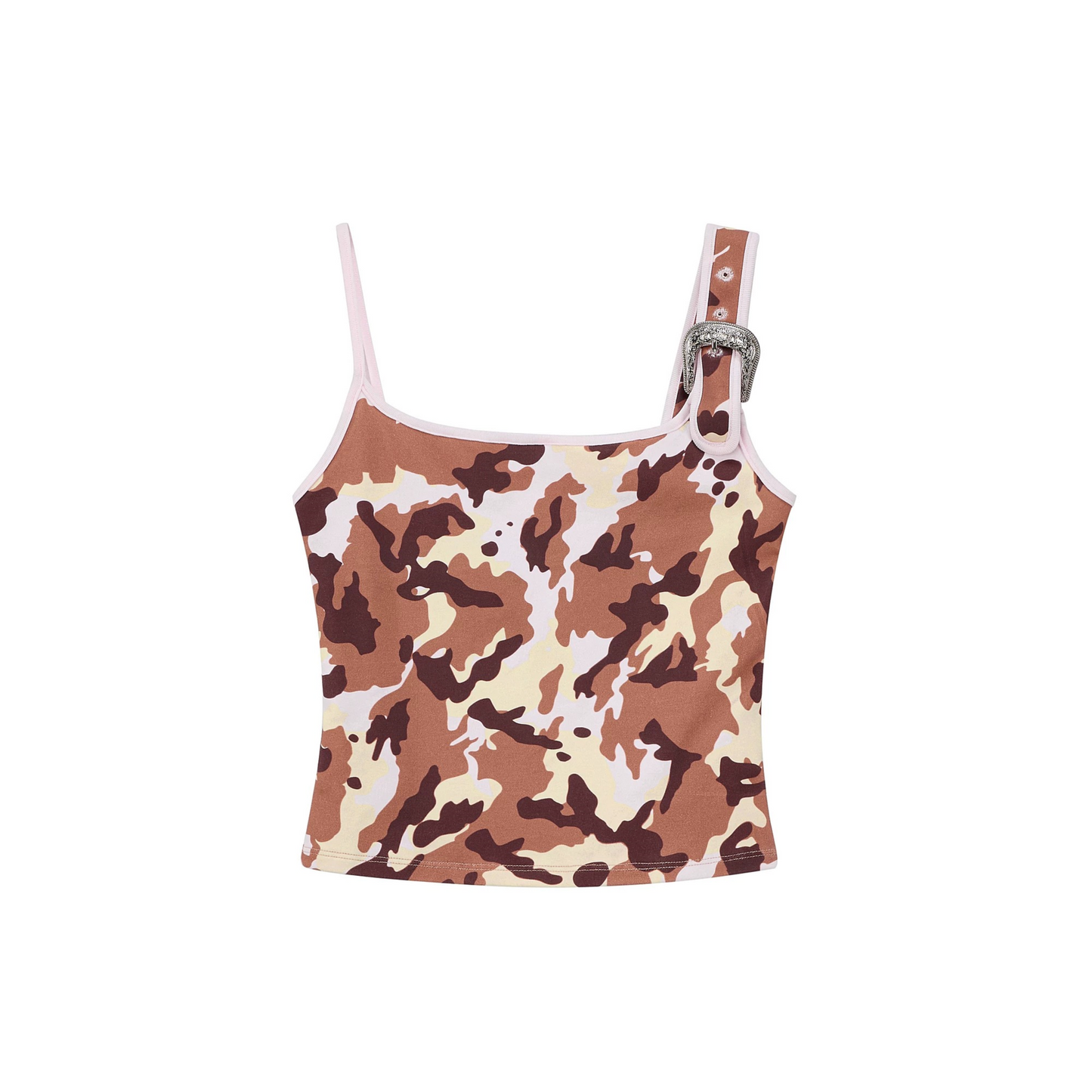 Camouflage Leopard Print Asymmetrical Metal Buckle Camisole