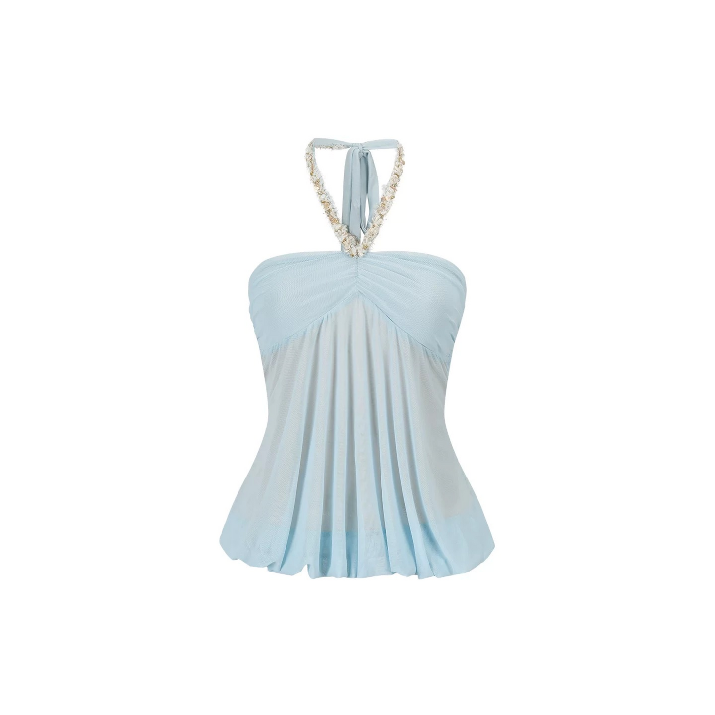 Double-Layer Mesh Halter Top