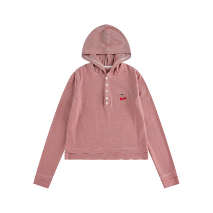 Embroidered Striped Long Sleeve Tee