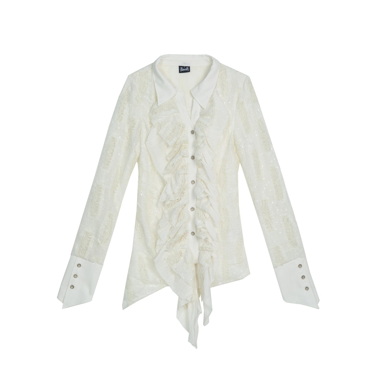 Vintage Ruffled Two-Tone Cardigan